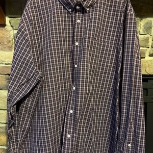 Croft & Barrow Navy and Red Plaid Button-Down Shirt